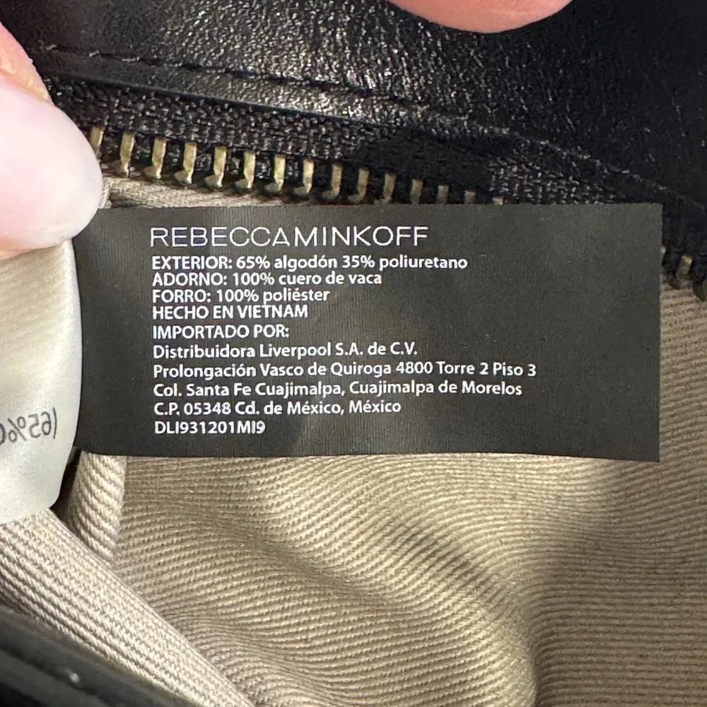 Rebecca Minkoff Black Quilted Denim Leather Satchel Handbag